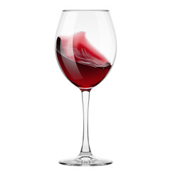red Wine in glass isolated on white background, full depth of field, clipping path