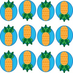 Funny swimming pineapple illustration