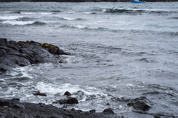 ハワイ島黒砂海岸の情景