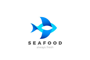 Fish Logo Seafood Restaurant Store design vector template.