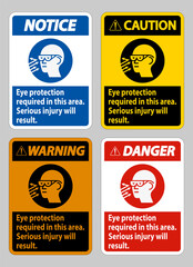 Fototapeta na wymiar Eye Protection Required In This Area, Serious Injury Will Result