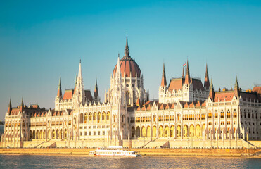 Fototapeta na wymiar The Hungarian Parliament in the capital city, Budapest.