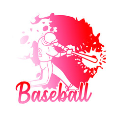 Baseball Player Scene Illustration Icon Hand Drawn. Vector Design Sport Man in Action. 