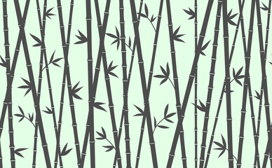 Bamboo forest pattern. Horizontal seamless vector background