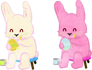 Easter Bunny Painting an Egg