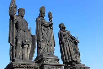 Obraz premium Three Saints on Charles bridge Prague