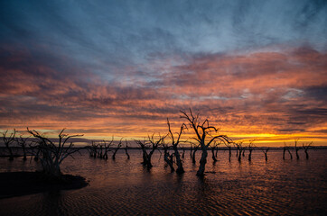 sunset over the river