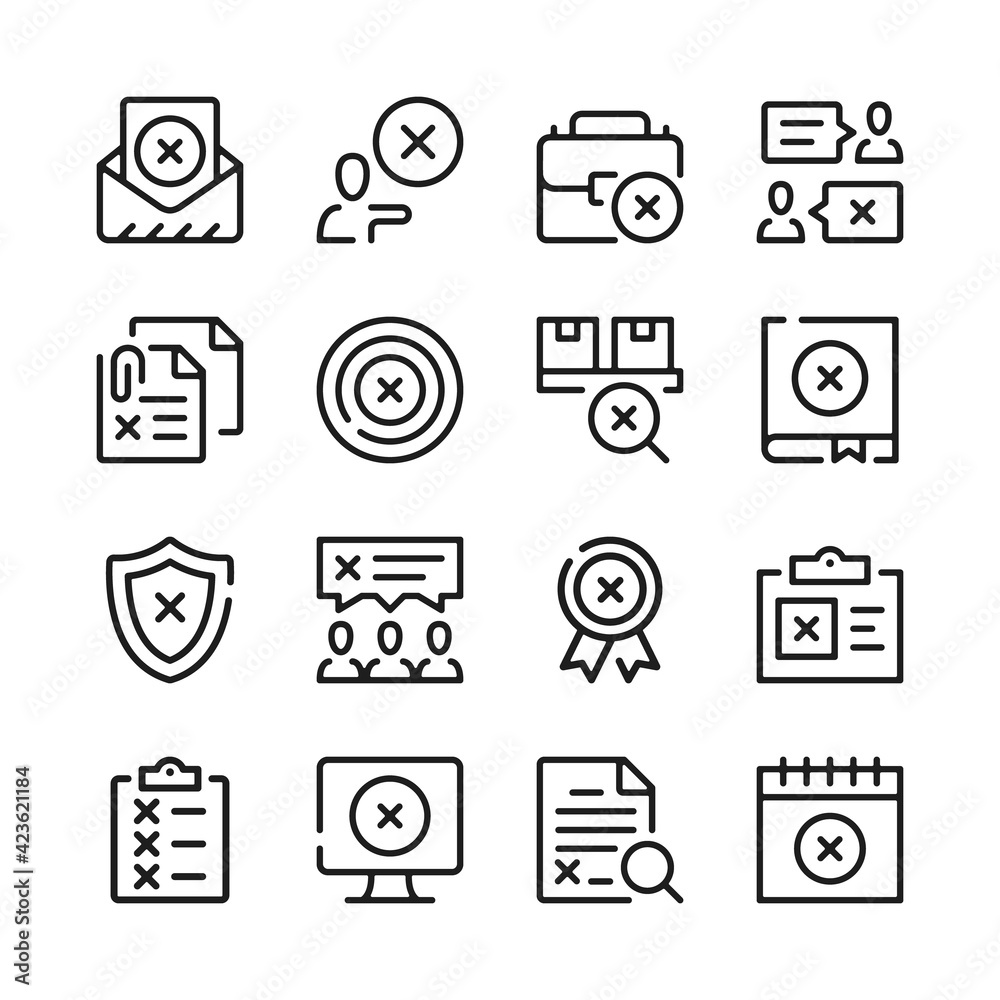 Poster x mark line icons set. modern graphic design concepts, simple outline elements collection. vector li