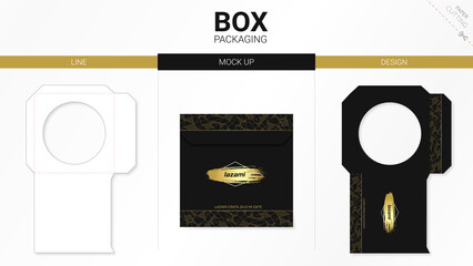 Box packaging and mockup die cut template