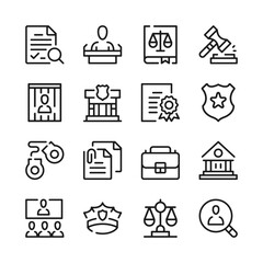 Law line icons set. Justice concepts. Modern graphic design, simple outline elements collection. Vector line icons