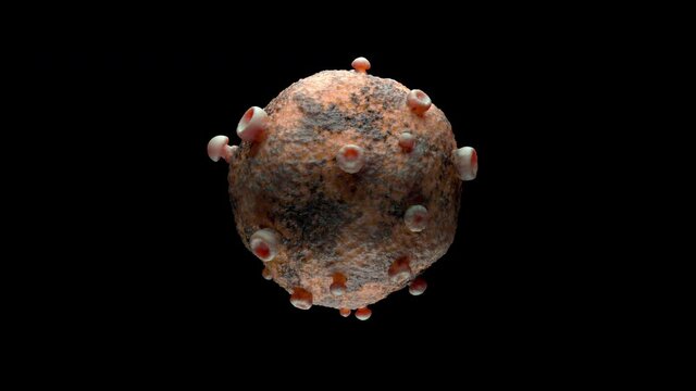 Digital Rendering of Isolated Microscopic Virus Cells and Spores With Alpha Channel Matte Included