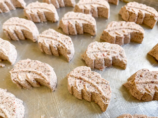 mung bean cookies on baking sheet.