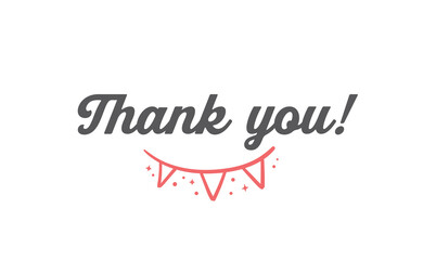 Thank you lettering. Greeting card text design in calligraphic style font.