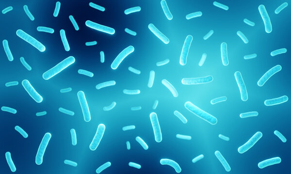 Probiotics, healthy gram positive bacteria, microbiota 3d illustration