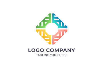 Logo Square abstract shape concept, modern colorful logo design. Flat Vector Logo Design Template Element.