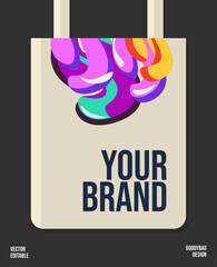 Bag design with artistic creativity, worthy of a product, branding samples, colorful and editable vector.