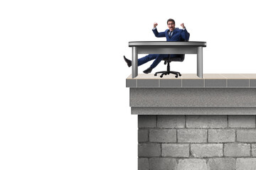 Businessman self isolating on the top