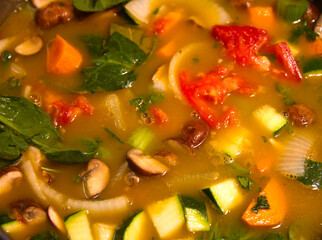 Pot of Hearty Homemade Vegetable Soup