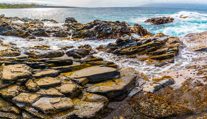 Waves Crashing Over Lava on Makaluapuna Point, Kapalua, Maui, Hawaii, USA © Billy McDonald