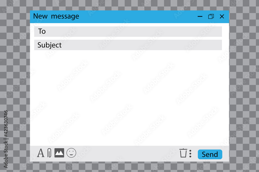 Poster Empty email window. Mail window template. Computer screen. App interface template. Stock image. EPS 10.