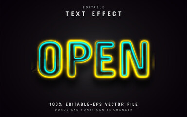 Obraz premium Open neon text effect editable