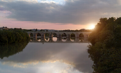 Roman Bridge in the heart of historic part of Cordoba with Mezquita Cathedral nearby