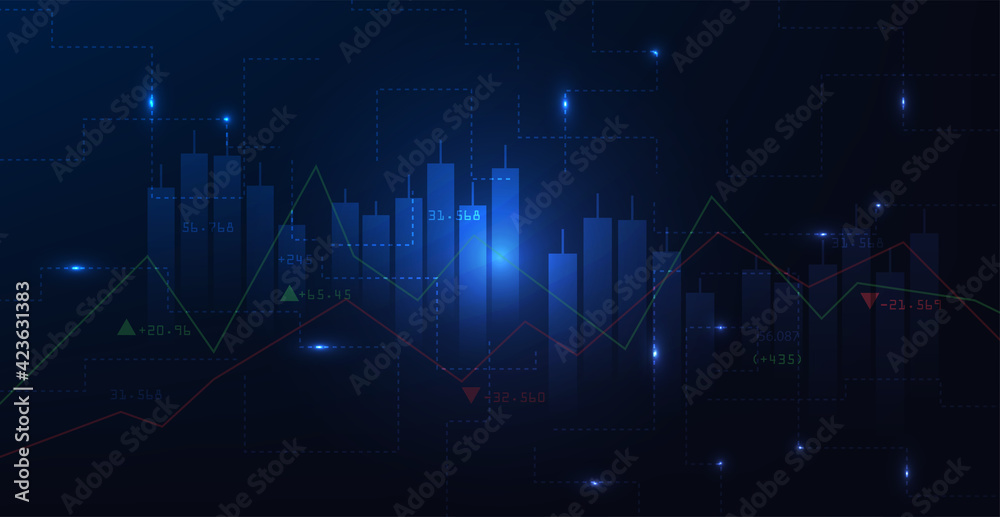 Poster trading infographic background.business chart with rising and uptrend line graph.trading concept on 