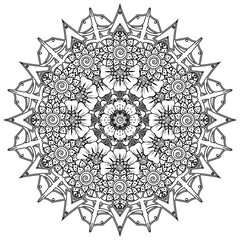 Mehndi flower for henna, mehndi, tattoo, decoration. decorative ornament in ethnic oriental style. coloring book page.