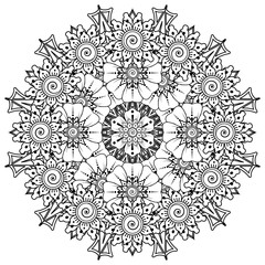 Mehndi flower for henna, mehndi, tattoo, decoration. decorative ornament in ethnic oriental style. coloring book page.