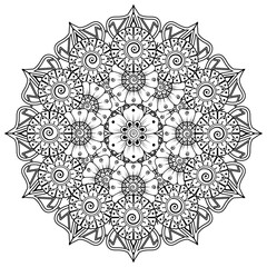 Mehndi flower for henna, mehndi, tattoo, decoration. decorative ornament in ethnic oriental style. coloring book page.