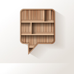 Vector wood shelf of speech bubble creative design