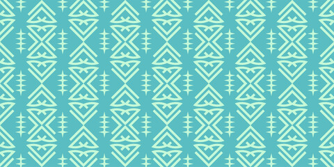 Background pattern with seamless geometric ornament on a green background. Vector image