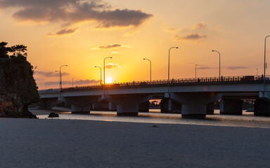 Fototapeta na wymiar Okinawa Naha Sunset on the Beach