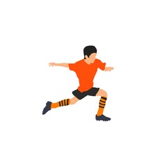 Plakat football player character, flat style design, vector illustration