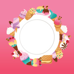 Super Cute Ice Creams Copy Space Background