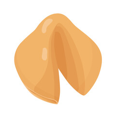 Vector illustration of fortune cookie. Isolated on white background. Food, dessert, good fortune theme.