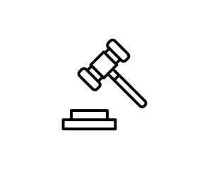 Bank hammer line icon. Vector symbol in trendy flat style on white background. Web sing for design.