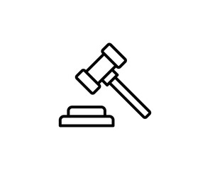 Bank hammer line icon. Vector symbol in trendy flat style on white background. Web sing for design.