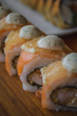 sushi with salmon and lemon
