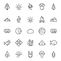 Nature line icon set. Collection of vector symbol in trendy flat style on white background. Nature sings for design.