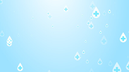 Medical health cross white on blue sanitizer drop pattern background. Abstract healthcare clean and Hygiene concept.