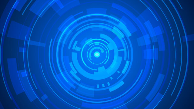 Circle blue technology Hi-tech dark background. Abstract graphic digital future concept design.