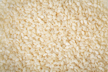 Close-up of white sesame for background.