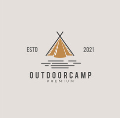 Outdoor camp hipster vintage logo, vector illustration