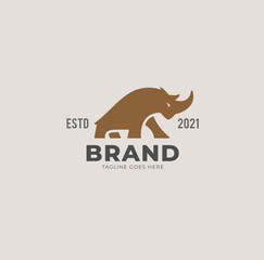 Rhino logo, simple and modern, Perfect for strong, masculine and confident businesses in menswear, heavy equipment, sports, automotive and related businesses
