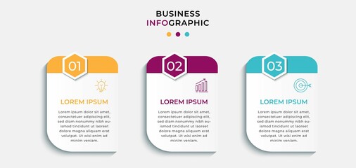 Vector Infographic design business template with icons and 3 options or steps. Can be used for process diagram, presentations, workflow layout, banner, flow chart, info graph