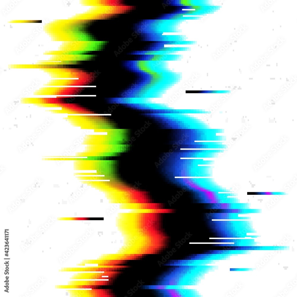Leinwandbilder Glitch effect on TV or computer monitor screen. Electrical or radio interference, video signal transfer or internet connection problems concept design element. Display error line and pixels background