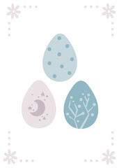 Easter kids pastel digital poster template - vector illustration