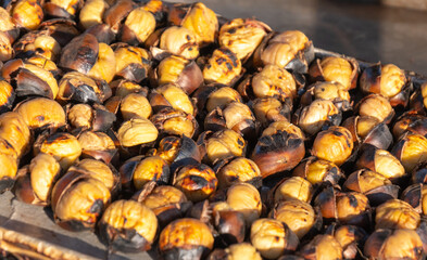 fried chestnut vendor, street food, 