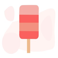 Ice cream ice on a stick with an interesting abstract background. Summer dessert. Simple modern design. Vector color illustration for restaurants, cafes, food delivery service, social networks.